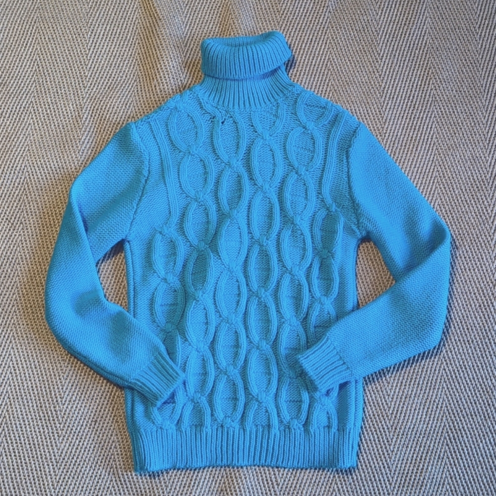 SSEINSE Aquamarine High-Neck Knit Sweater Sz Large Italy